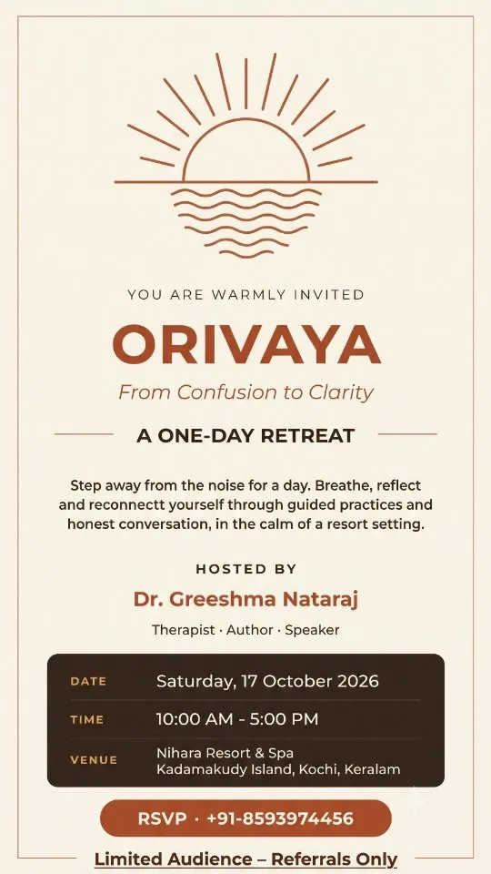 Post by Dr.Greeshma Nataraj | Psychotherapist l Psychologist