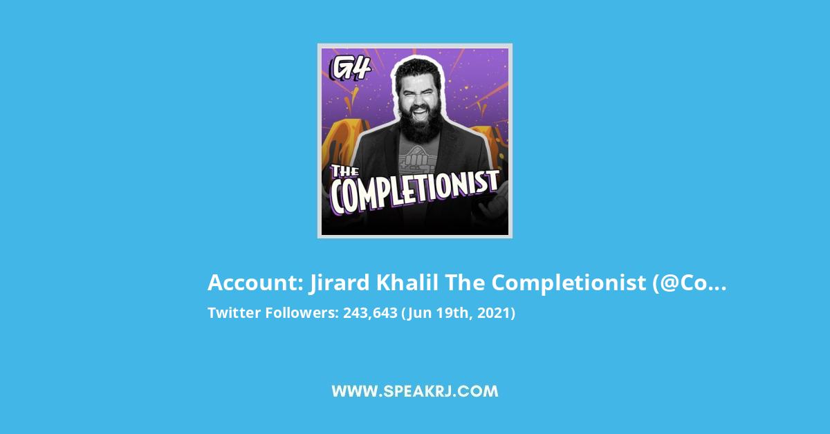 Jirard Khalil The Completionist Twitter Stats
