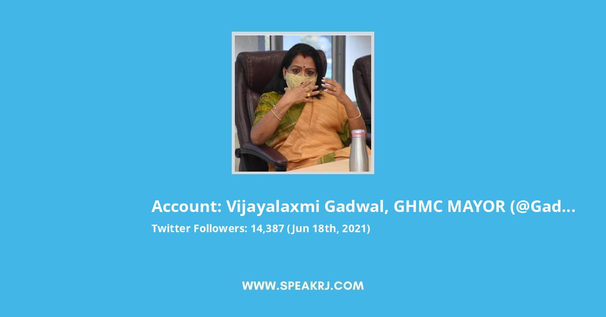 Vijayalaxmi Gadwal, GHMC MAYOR Twitter Stats
